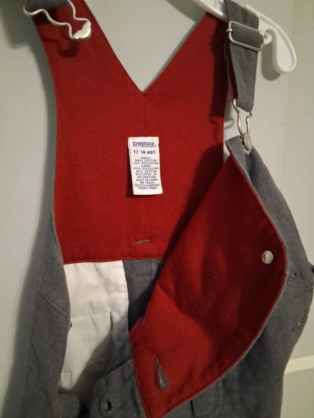 Vintage Gymboree Train Overalls Grey Flannel 12-18 Months Warm